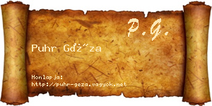 Puhr Géza névjegykártya
